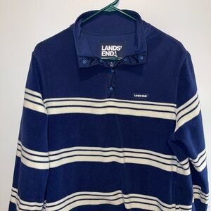 Lands' End Blue Fleece Jacket with Button Accents